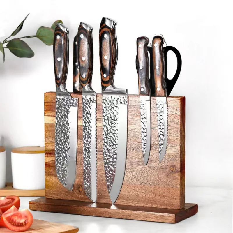 

Household Acacia Wood Multifunctional Double-Sided Magnetic Knife Holder Kitchen Knife Storage Rack