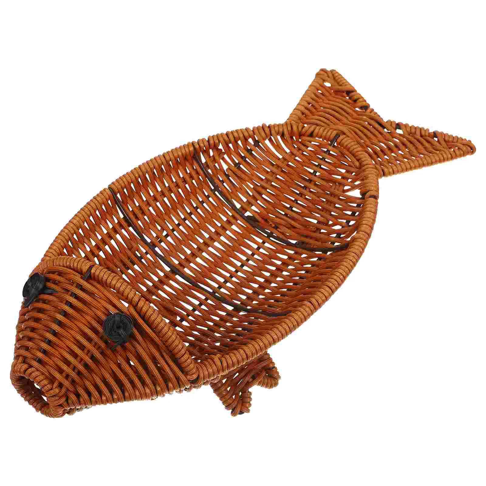 

Rattan Fish-shaped Fruit Plate Pantry Basket Items Toy Snack Practical Food Household Bread