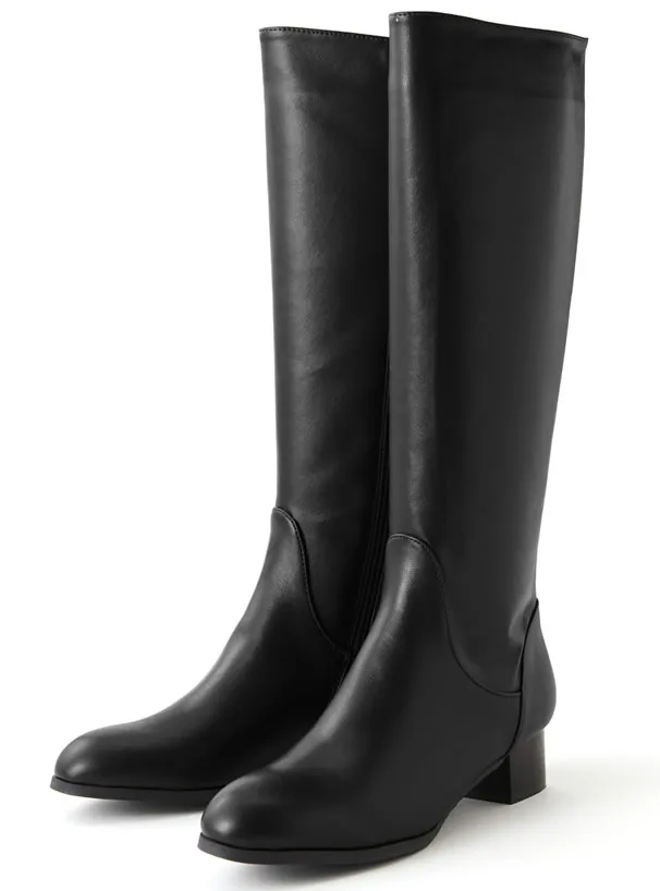 

Ранняя осень, новые женские однотонные длинные сапоги с боковой молнией и квадратной головкой, модные удлиняющие сапоги из искусственного материала