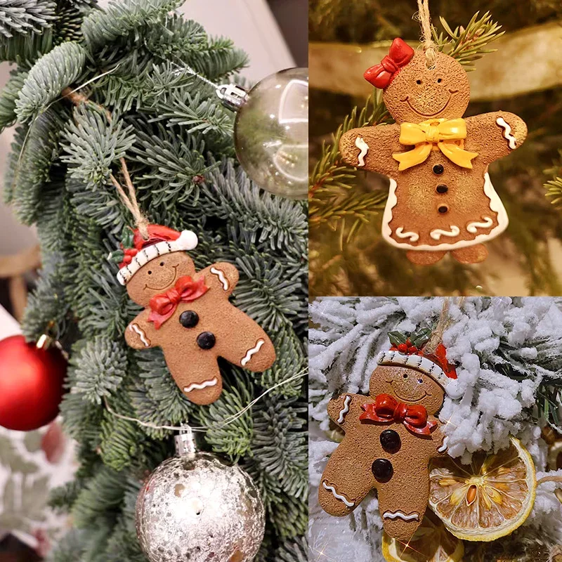 Creative Retro Hand-painted Snowman Handicraft Decoration Christmas Tree Decoration Resin Gingerbread Figurine Pendant Gift