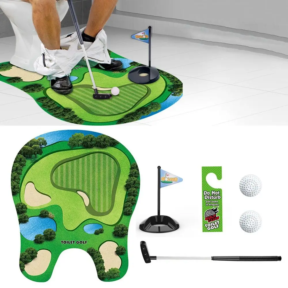 

Golf Accessories Mini Toilet Golf Game Funny Green Felt Golf Sport Set Relax Portable Golf Club Practice Ball Golf Training