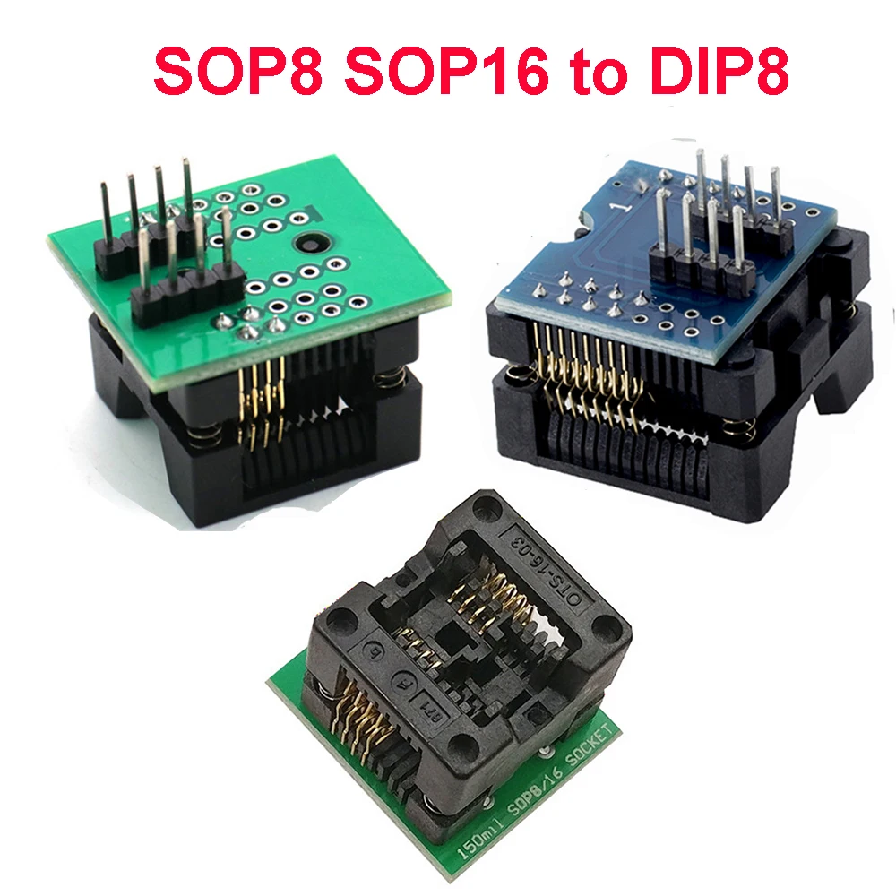 

SOP8 SOP16 к разъему адаптера DIP8 SOIC8, широкое сиденье с широким корпусом, 150, мил, мил, тестирование программного обеспечения IC для EZP2010 EZP2013 CH341A