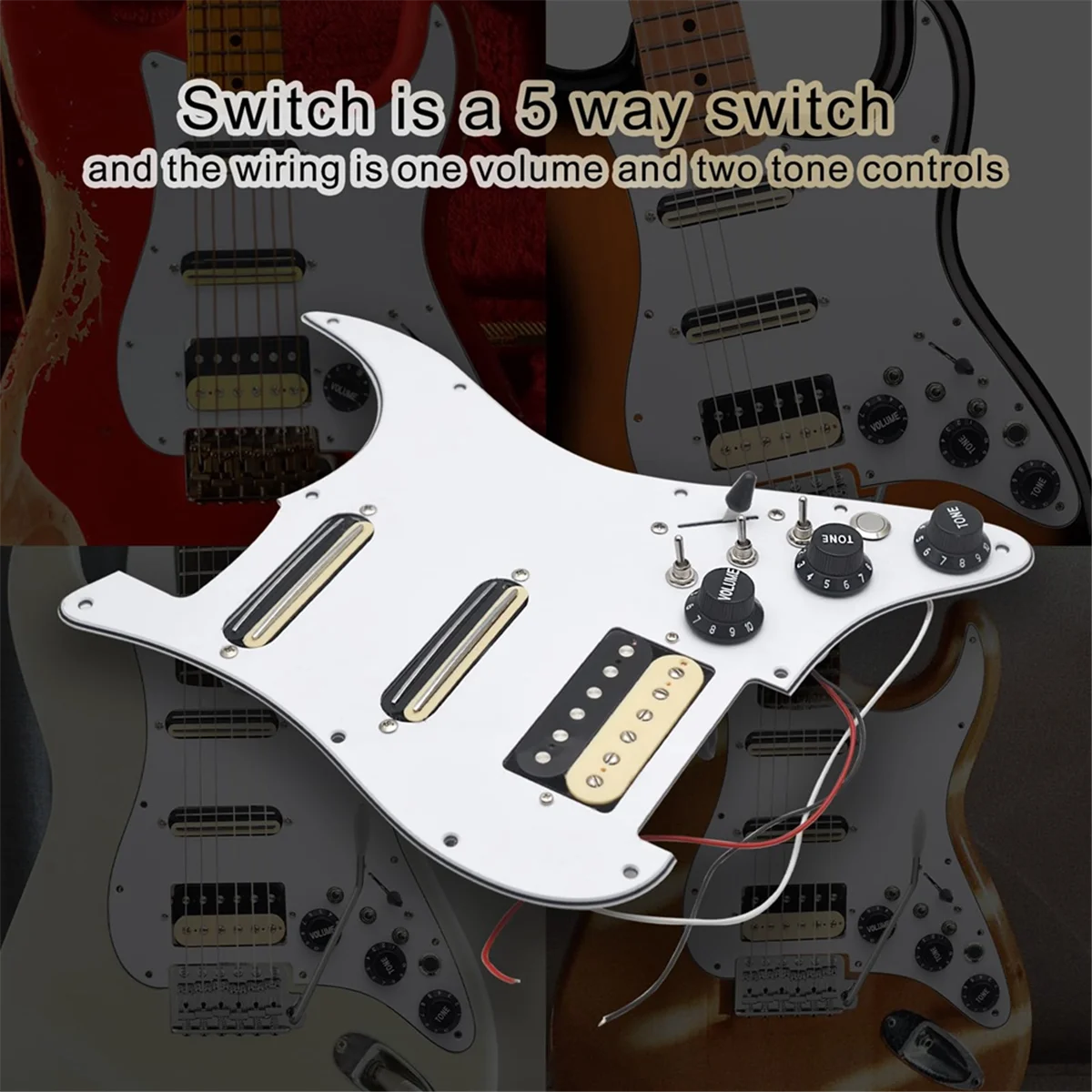 SSH-Coil Splitting Electric Guitar Pickguard 2 Mini Humbucker + 1Humbucke+Silence Switch Loaded Prewired Scratchplate A