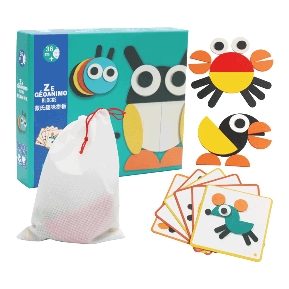 

Geometric Puzzle Board Shape Pattern Block Brain Teaser Puzzles Tangram Toys Education Three-dimensional