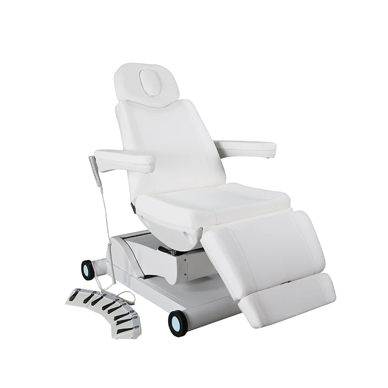Salon Bed for Lashes PU Leather Electric Beauty Facial Bed with Rotating Seat PU Leather Treatment Table for Hospital