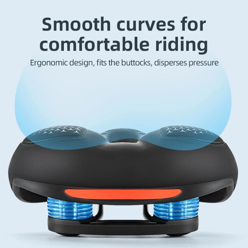 ROCKBROS Bicycle Saddle Silicone Cushion Shockproof Cycling Seat PU Leather Hollow Breathable Thickened Sponge MTB Road Bike Acc