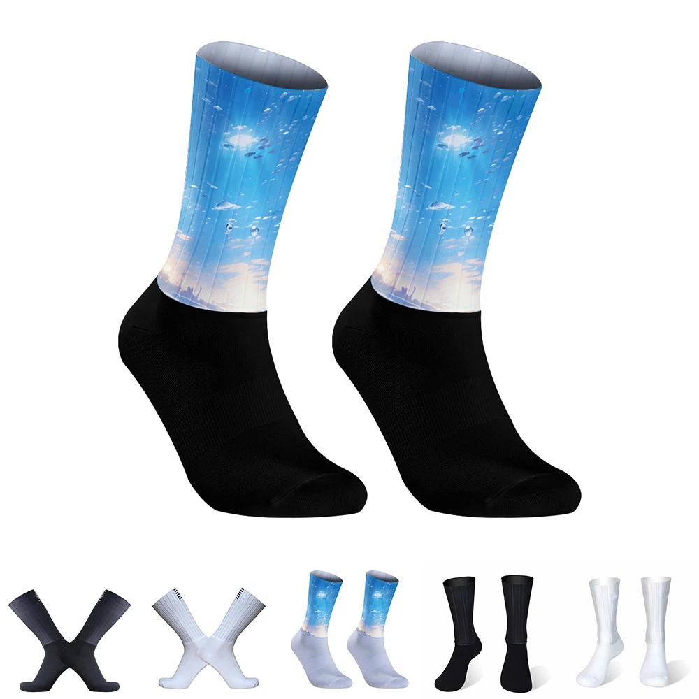 

Silicone Aero Socks Men Bicycle Sport Running Bike Socks Cycling Socks 2024 New Summer Socks