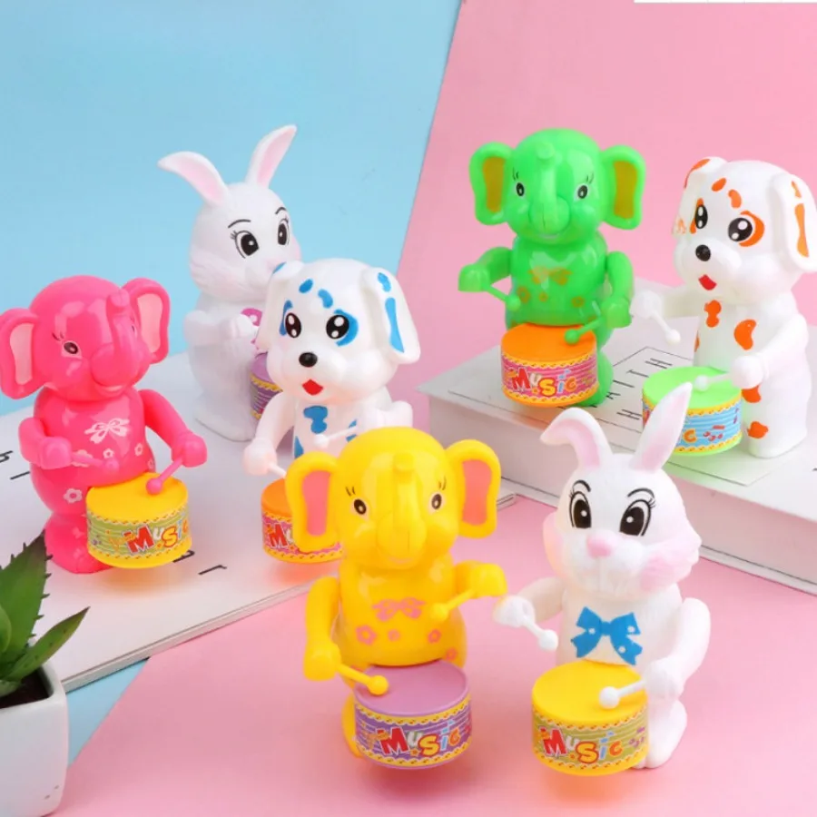 

1Pc Random Color Funny Cartoon Rabbit Drumming Toy Wind-Up Clockwork Educational Toy Gift for Kid Gifts Children's Wind-up Toys