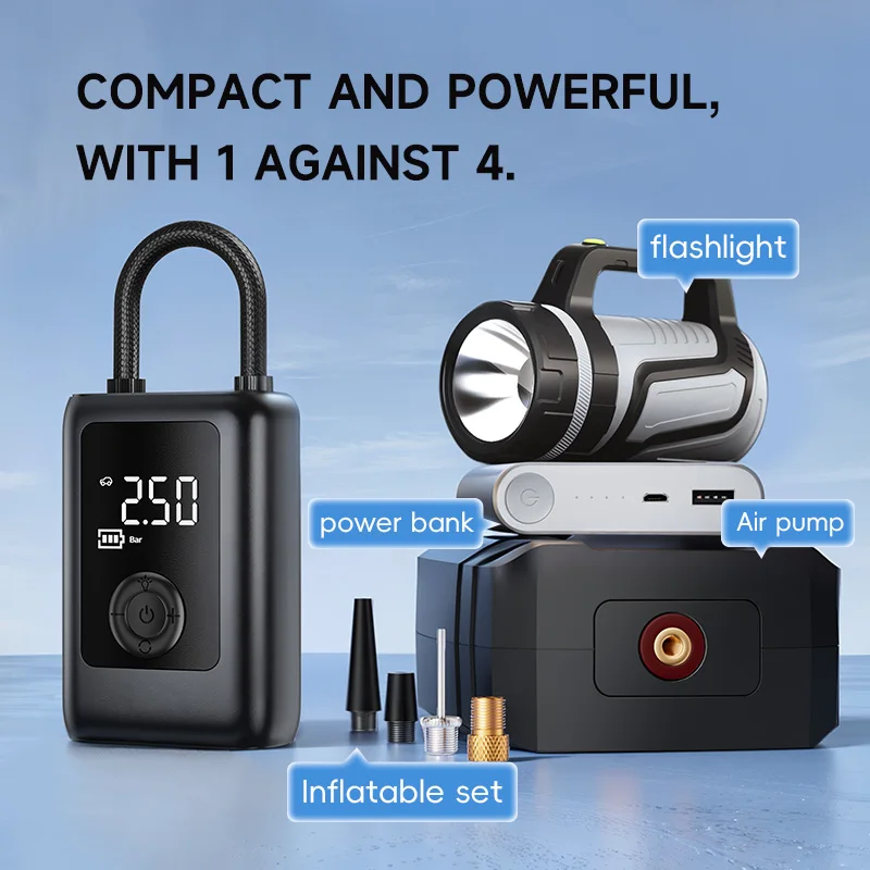 

150PSI Electric Tire Pump With Light High Precision Rechargeable Bicycles Air Compressor LCD Display Car Bicycle Tyre Inflator