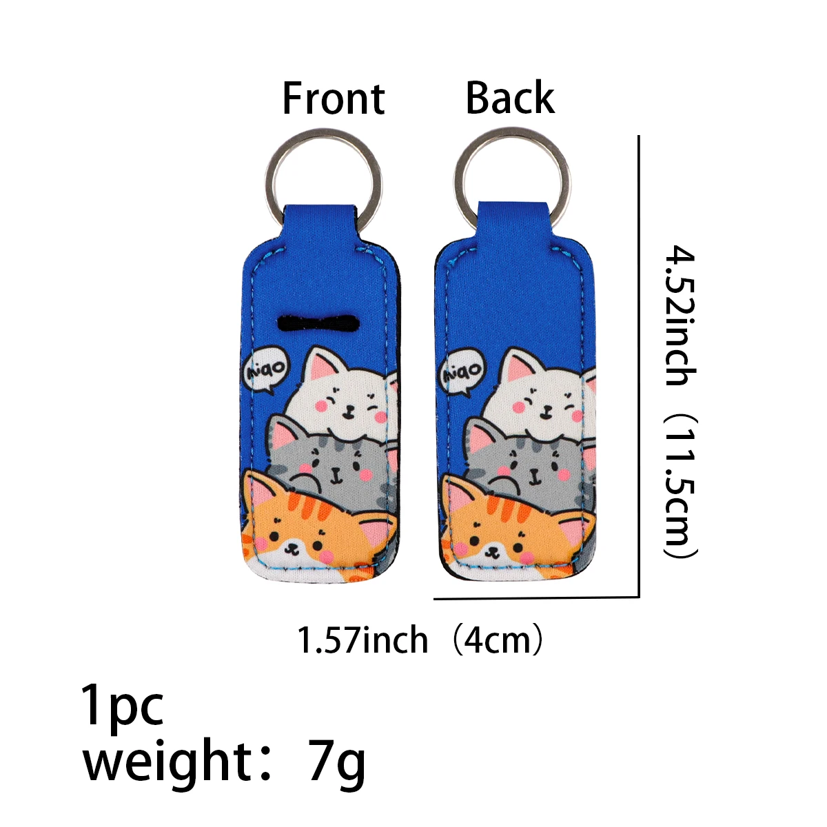 Kawaii Cat Clip On Lipstick Holder Keychain Key Chain Lip Balm Lipsticks Keyrings Bag Accessories Jewelry Gift