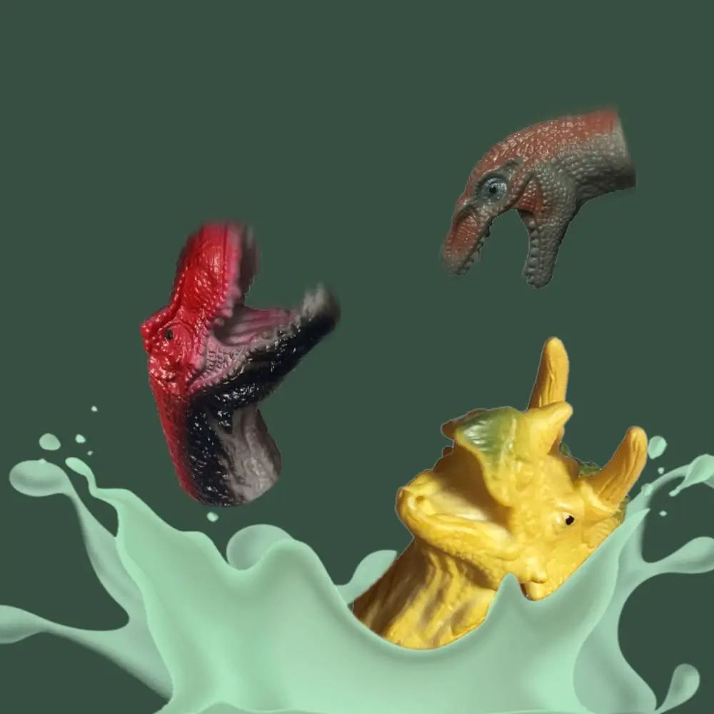 5 pezzi di dinosauro cartone animato dinosauro burattino da dito giocattoli bambola da dito testa di dinosauro in gomma burattino a mano burattini a mano Funky