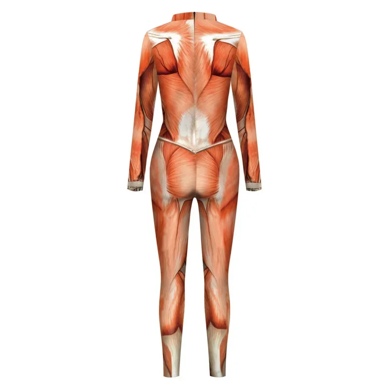Costume de Cosplay de ixd'Halloween pour Adulte, Combinaison artificiel astique Imprimée Muscle 3D, Corps d'Anatomie Humaine, Vêtements Catsuit pour Hommes et Femmes