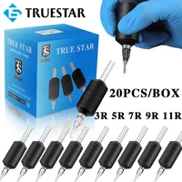 20 piezas tubos de agarre de tatuaje de 25MM 3R 5R 7R 9R 11R, tubos de tatuaje redondos de puntas largas transparentes esterilizadas desechables para suministros de agujas de tatuaje