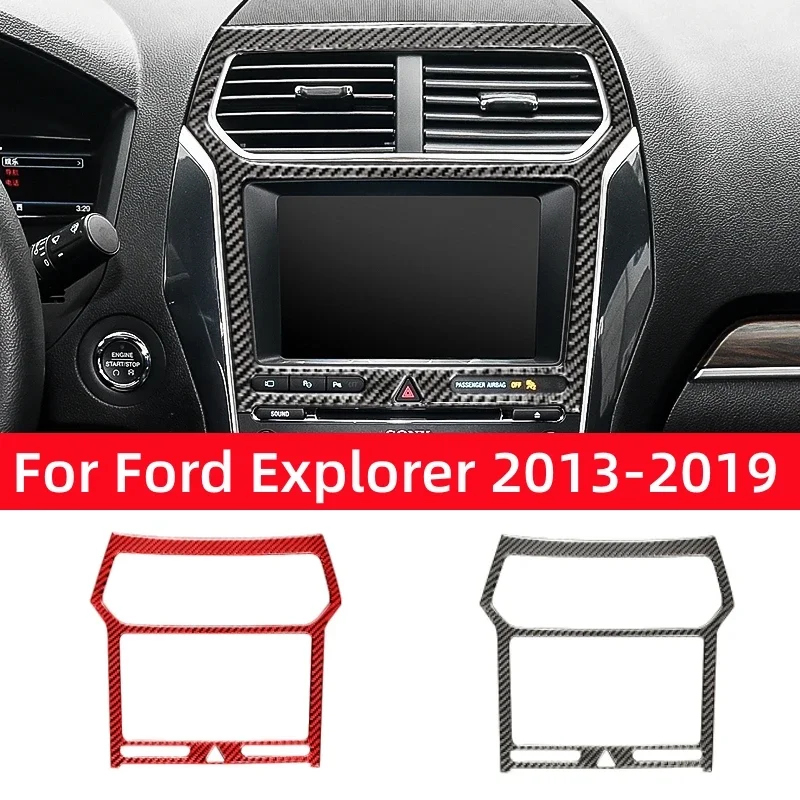 Carbon Fiber for Ford Explorer 2013-2019 Car Accessories Car Central Air Outlet Navigation Panel Decorative Frame Sticker Decal