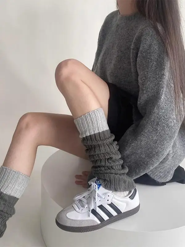 ay So يغطي ربيع الخريف الكورية Sle الأبيض فوق الركبة Sos الخريف الشتاء طماق طويلة التخسيس الساق اللون Blo