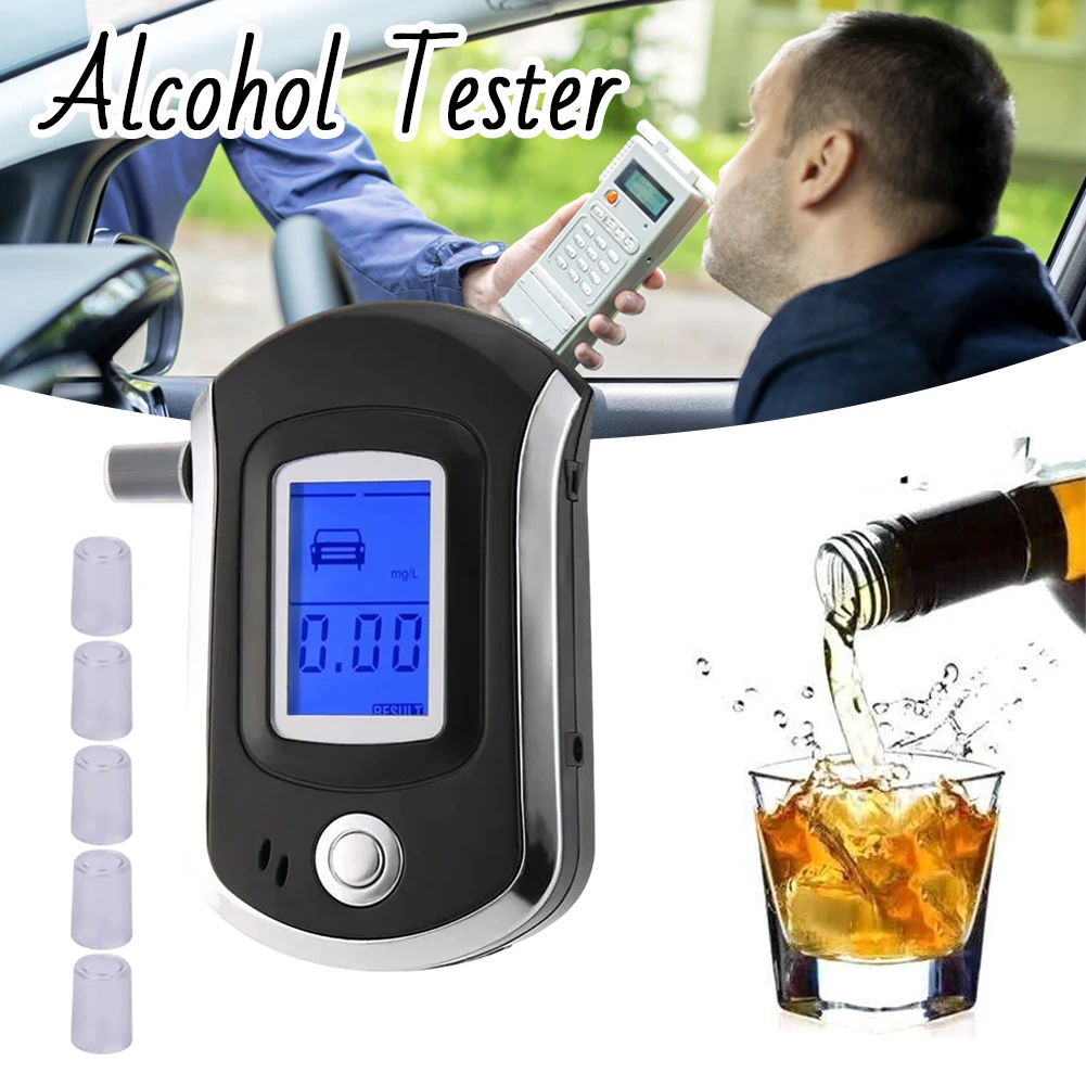 Alcohol Tester Mouthpieces Professional Digital Breath Breathalyzer LCD Dispaly Mini Breathalyzer Driving Breath Alcohol Tester