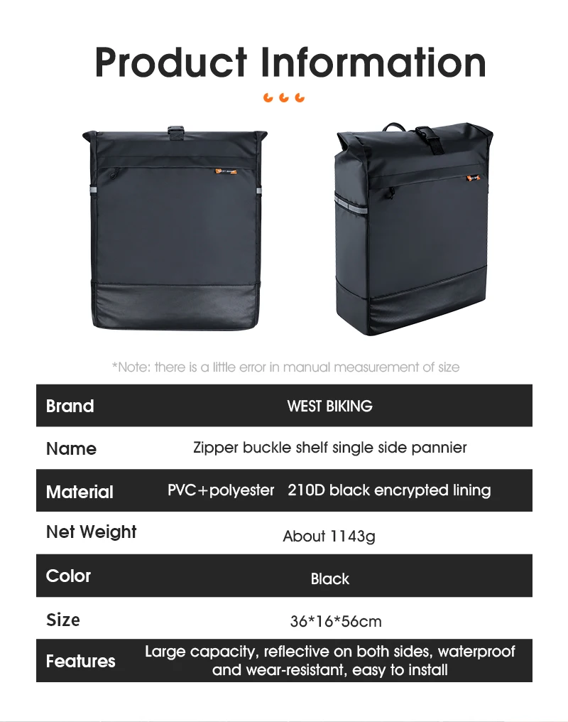 WEST BIKING Fahrradtasche 30L Wasserdichte Gepäckträgertasche Fahrrad-Satteltasche mit Regenschutz Profi-Fahrradzubehör – Detail 3