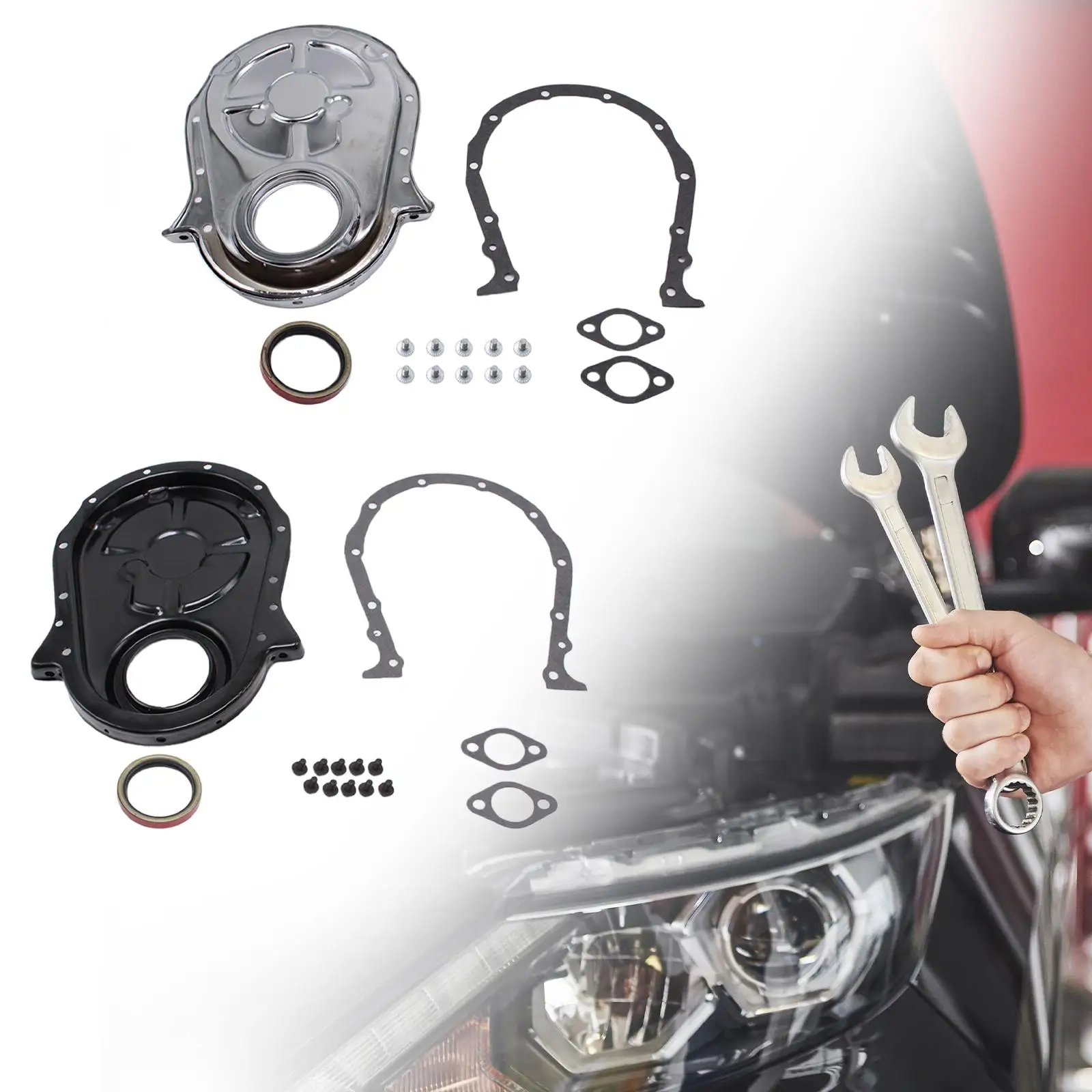 

Timing Chain Cover Gasket Set Kit Iron Replace Parts for Chevy 396 472