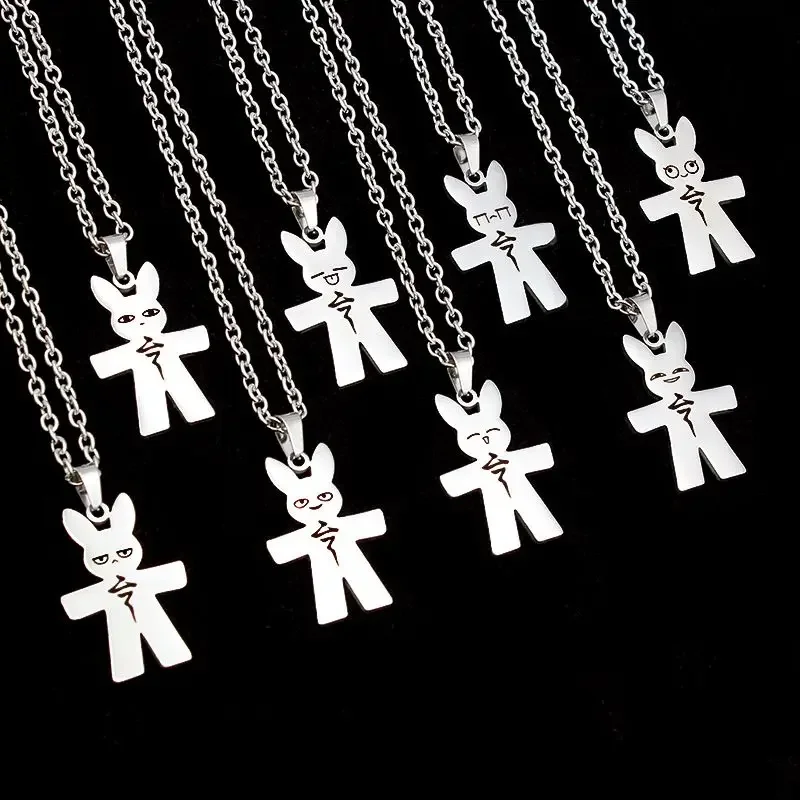 Honkai:Star Rail Huohuo Amulet Paper Man Safe Wealth Wish Cosplay Titanium Steel Necklace Pendant Metal Choker Chain Accessories