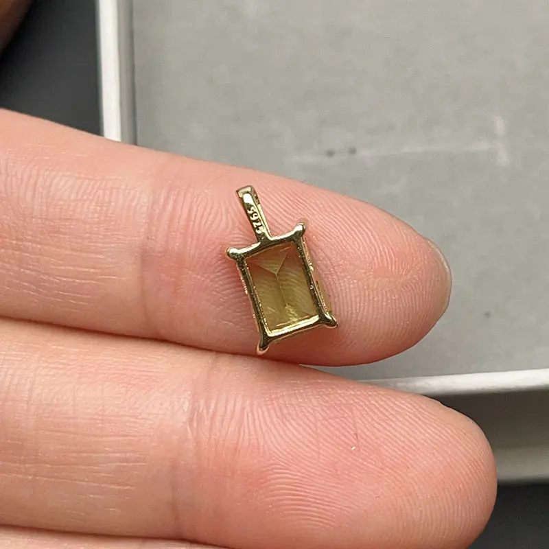 Sterling Silver Pendant Natural 6mm*8mm Peridot Pendant 1ct Genuine Stone 925 Silver Necklace for Party - Image 3
