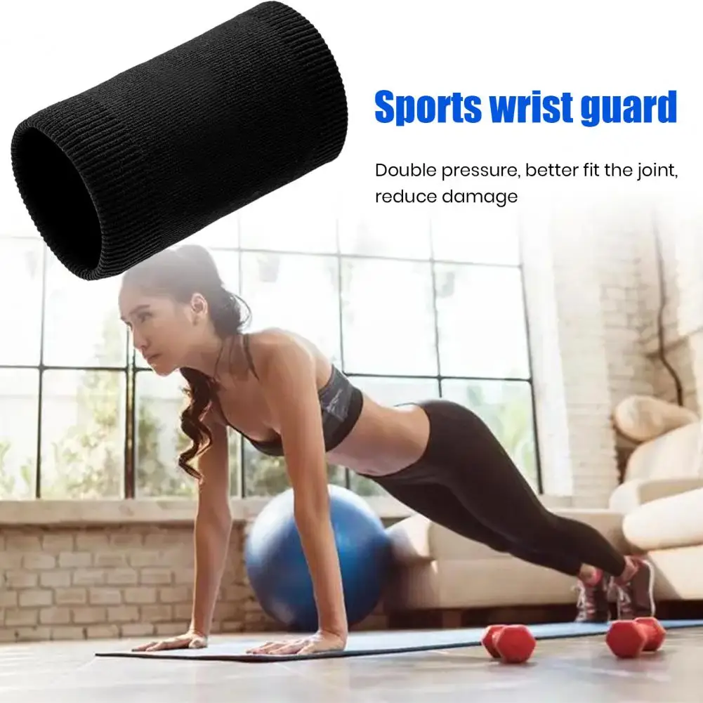 1 Pair Sports Wristband Stretchy Sweat Absorbing Wrist Guard Compression Sleeve Men Women Basketball Tennis Knitted Wrist Brace