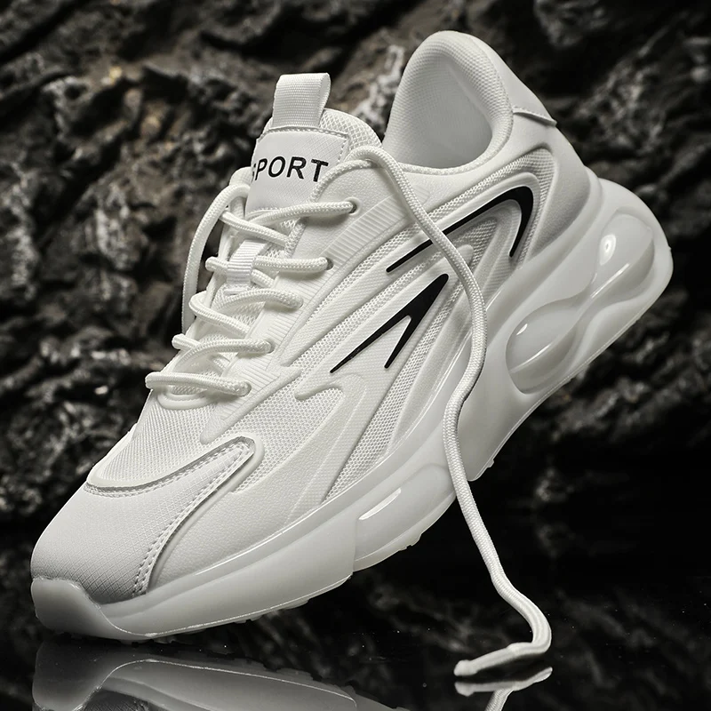 Chunky tênis masculino feminino capa inferior sapatos moda casual malha de couro respirável aumentado sapatos de plataforma plana interna