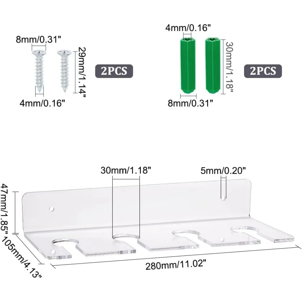 2 Pack Acrylic Wine Glass Holders Wall Mounted Clear Wine Glasses Display Rack Champagne Wall Holder Under Cabinet Wine