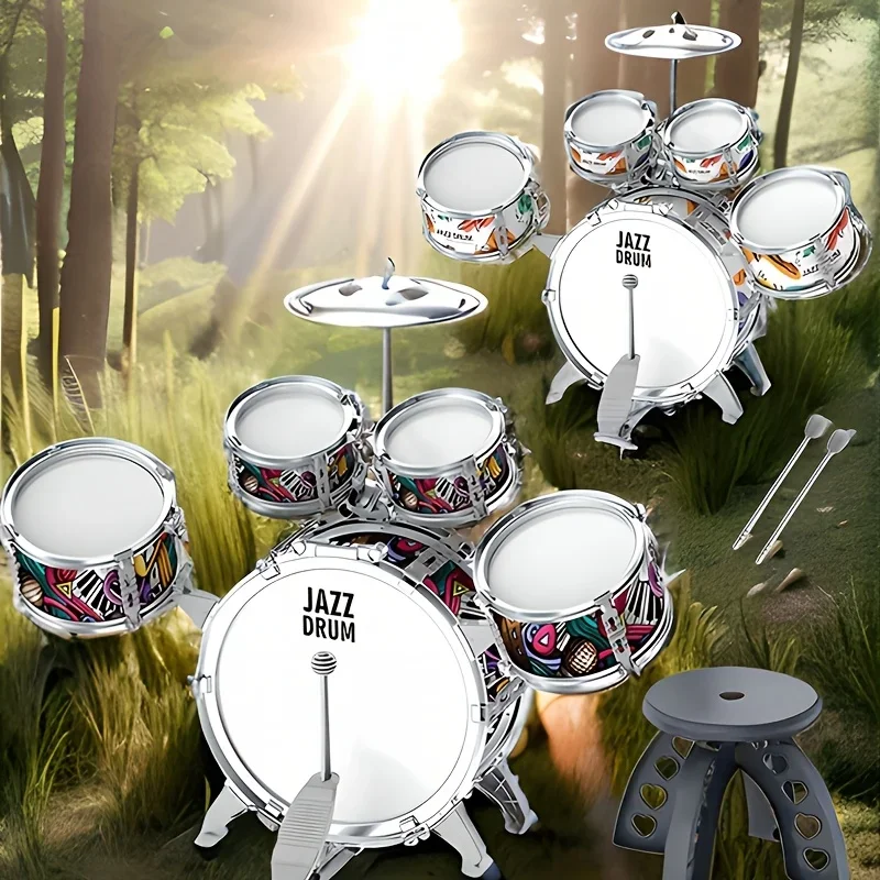 Children's Home Edition Jazz Toy Set Drum Set, Newly Upgraded Rock Drum Suitable for Cultivating A Rock Music Heart in Children