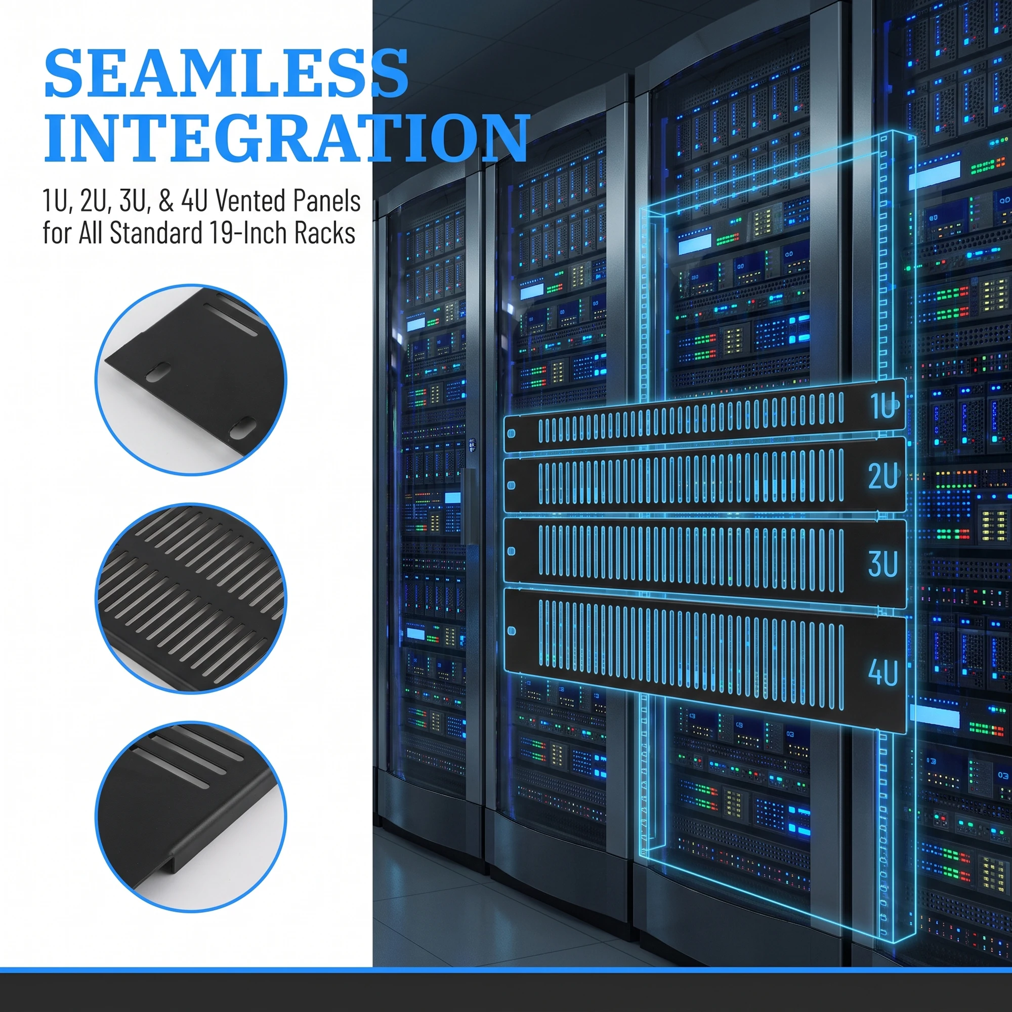 US 1/2/5Pcs 1U/2U/3U Metal Blank Rack Mount Panel Spacer with Venting for 19-Inch Server Network Rack Enclosure Or Cabinet