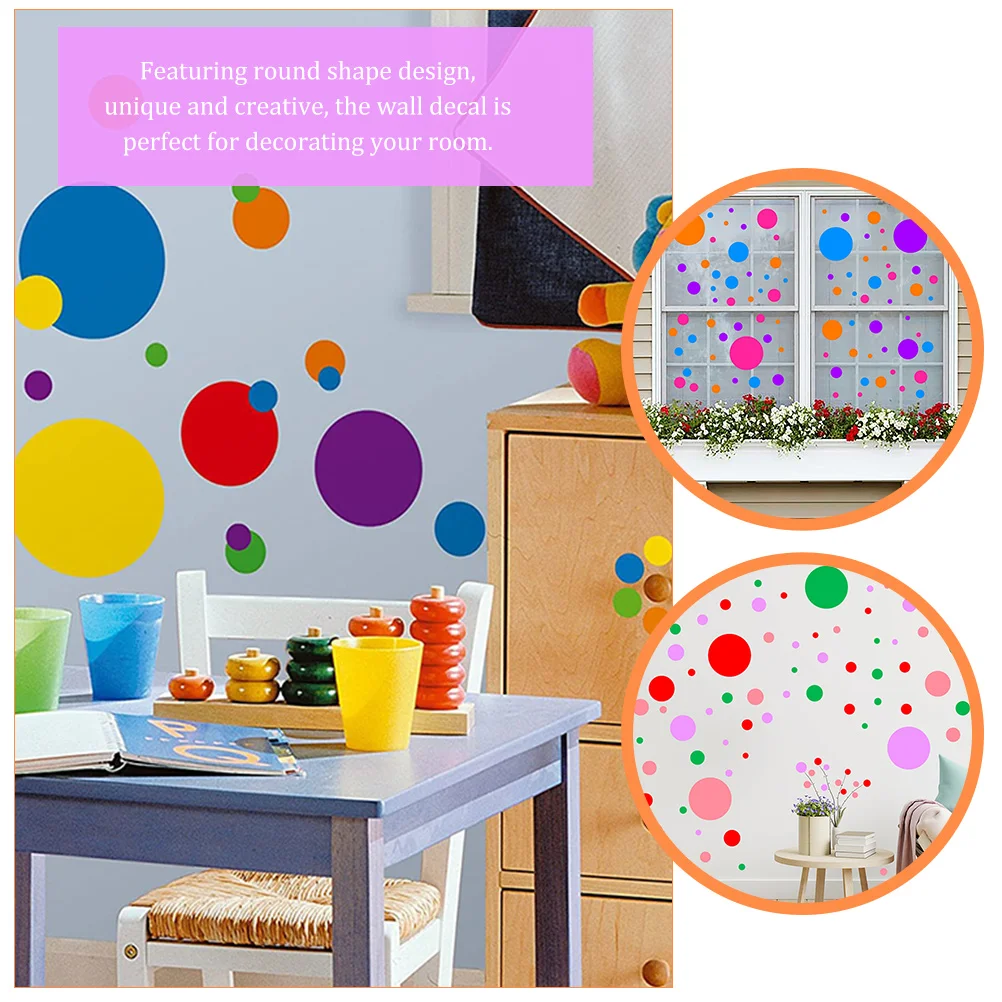 

12 Sheets Colorful Dot Wall Stickers Circle Decor Decals Coloured Pvc Child Round
