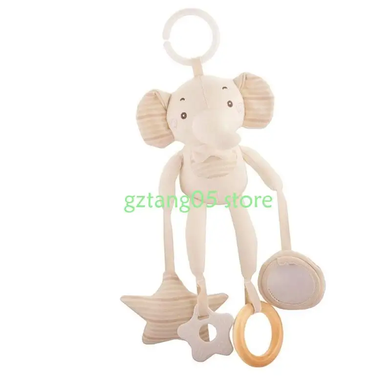 57EE أجراس يدوية على شكل حيوانات خشخيشات أجراس قطيفة ناعمة خشخيشات عربات أطفال مثبتة على ألعاب التطوير الحسي هدية لحديثي الولادة #4