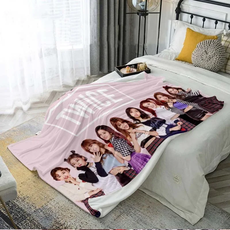 New Twice Kpop Girl Group Series Printed Blanket Fans Gift Sofa Office Bed Portable Adult Travel Cover Flannel Blanket