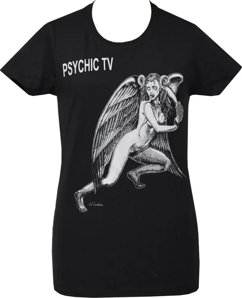 Psychic TV Women's T-Shirt Val Denham PTV Angel Demon Industrial MusicLuxury Brand Retro OversizedAnime Graphic T-shirts for Men