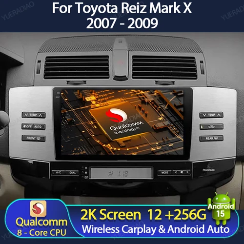 アンドロイド 15 カーラジオトヨタレイツマーク X 2007 - 2009 GPS ナビマルチメディアステレオビデオプレーヤーヘッドユニット QLED クアルコム 4 グラム WIFI