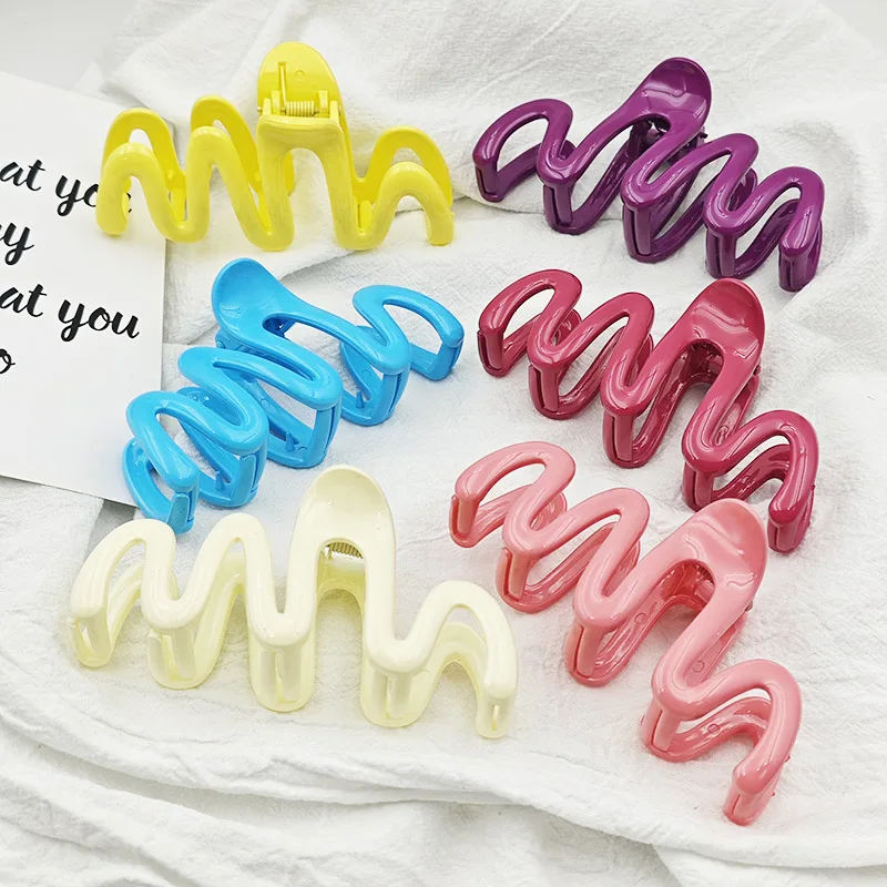 Women Fashion Acrylic Hair Claw Clip Large Wave Style Hairpins Hair Clamps Barrettes Hair Accessories Hairgrip Ponytail Headwear