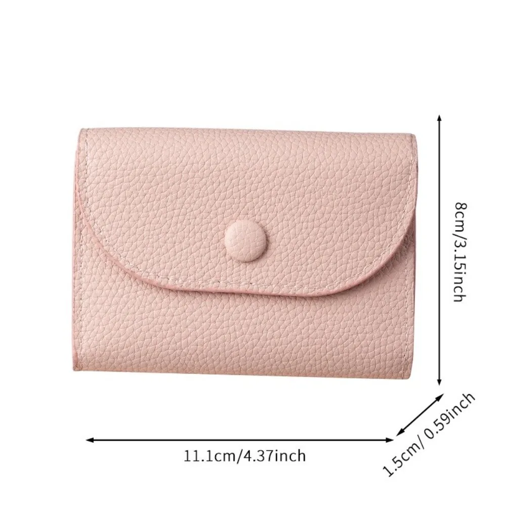 New PU Leather Short Wallet Zipper Solid Color Coin Purse Mini Card Holder Ladies