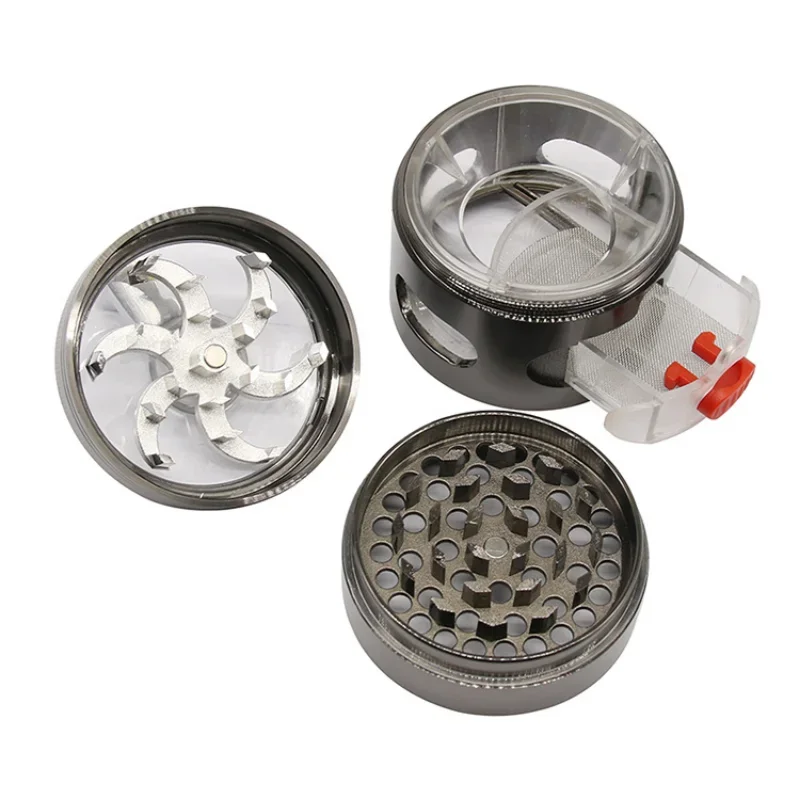 4 Layers Herb Grinder Smoking Crusher Tobacco Grinder Spice Grinder Hand Cranked Clear Top Grinder with Drawer