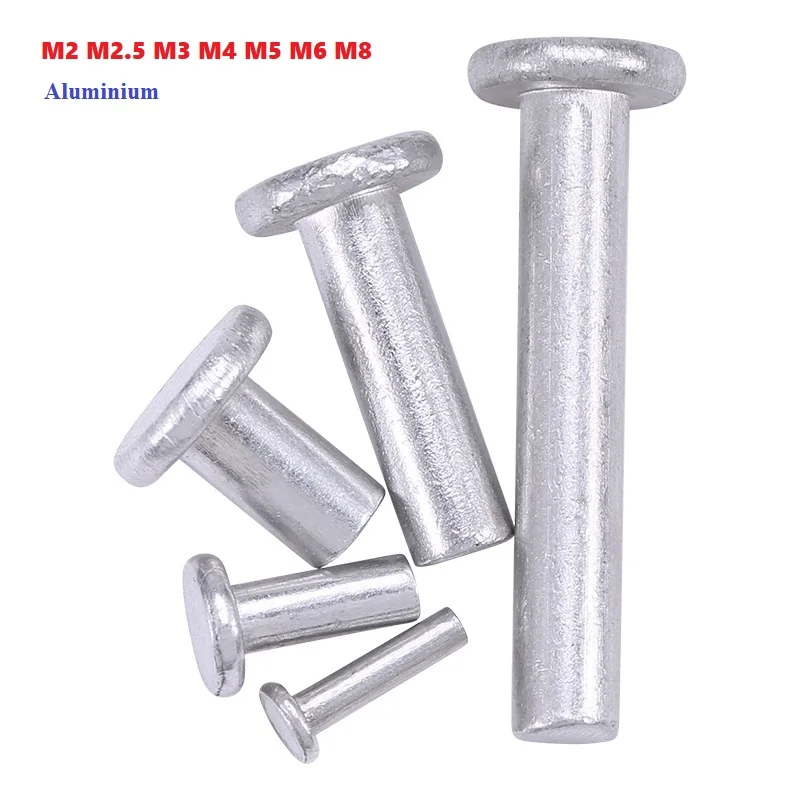 Flat Head Aluminium Rivets M2 M2.5 M3 M4 M5 M6 M8 Round Solid Rivet Self Plugging Knock-on  Nail Bolt