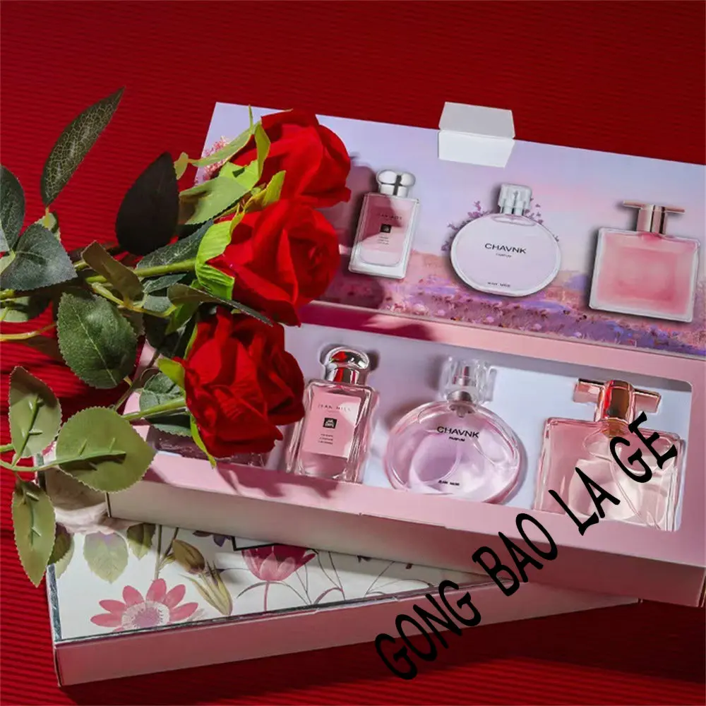 Marque 120ml Parfum femmes coffret cadeau 4 pièces ensemble plante parfum Floral Parfum durable Eau De Parfums parfums naturels frais Feminino