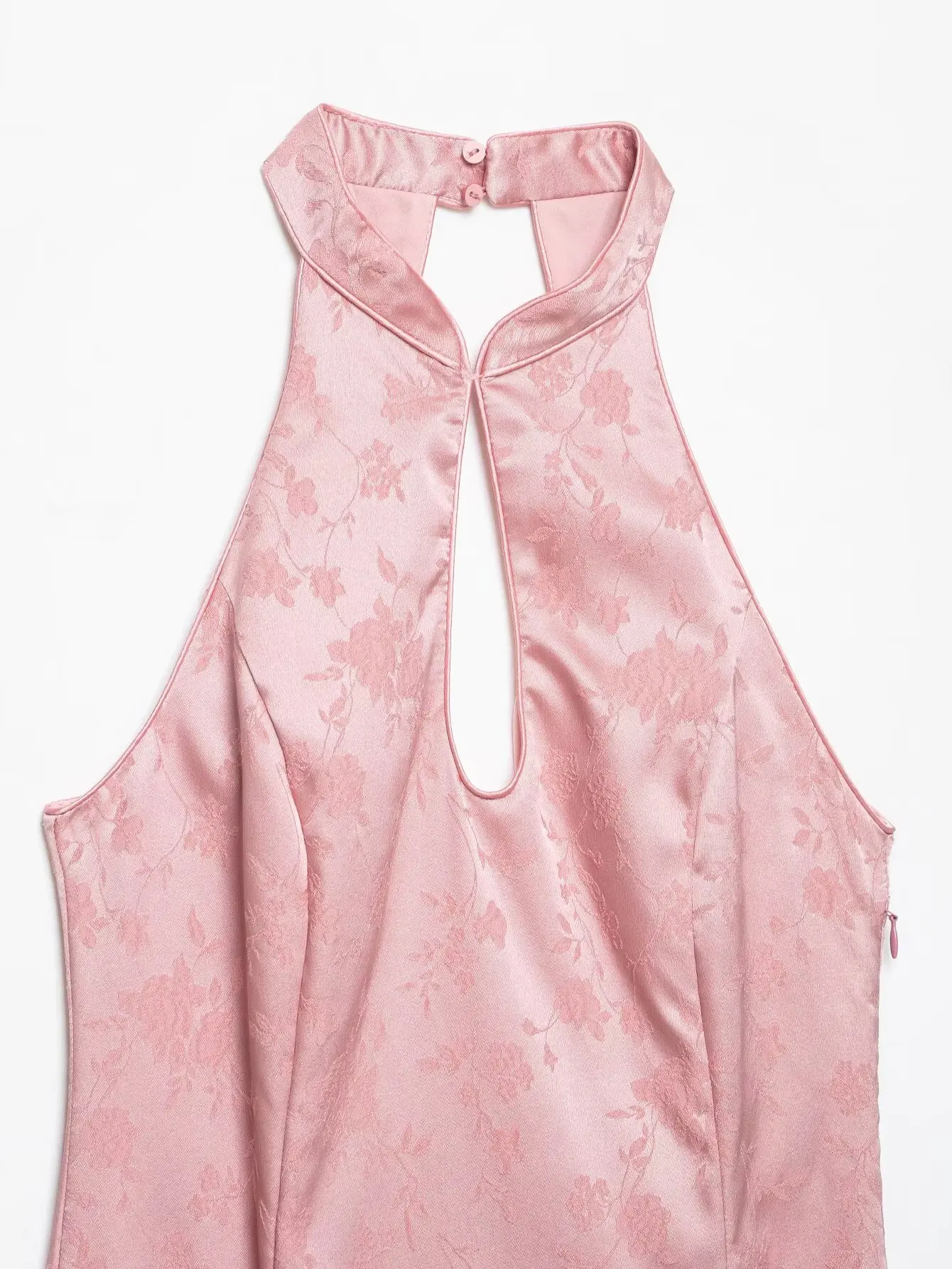 TFMLN Neues Elegantes Langes Kleid für Damen, Neckholder, Schlüsselloch-Ausschnitt, Ärmellos, Hoher Schlitz, Modisches Midi-Bodycon-Kleid für Damen – Detail 4