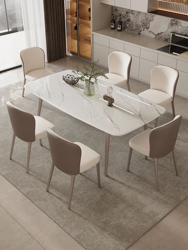 Superior Dining Table, Chair, Luxury Living Room, Household Cream Wind, Marble Surface, Modern Simple Small-sized Slate Dining T