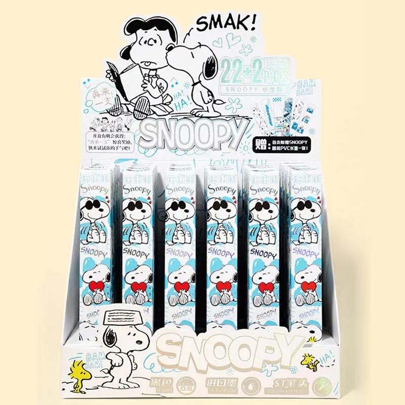 

24pcs/lot Cartoon Snoopy Press Gel Pen Cute 0.5mm Black ink Signature Pens Promotional Gift Office School Supplies