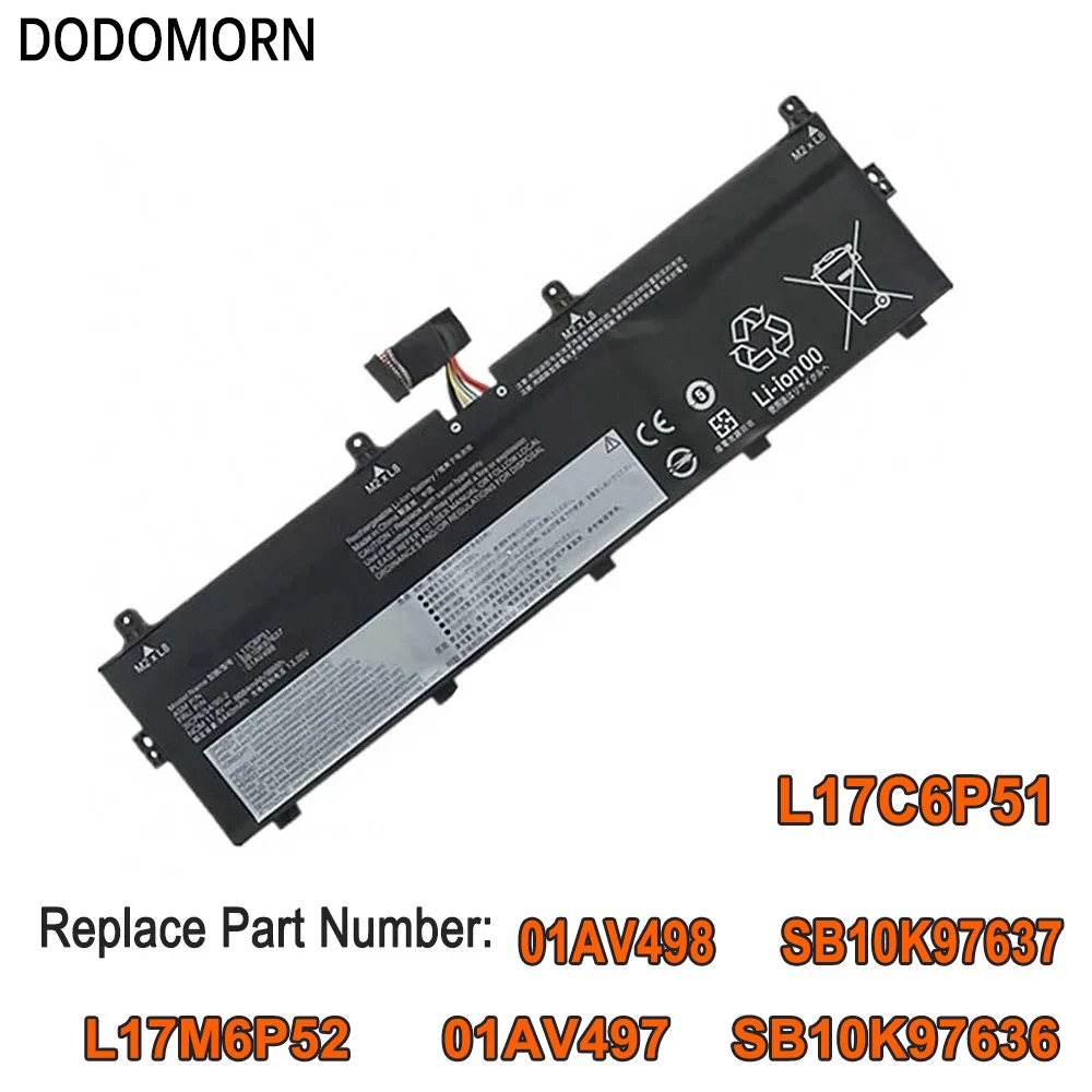 بطارية DODOMORN-Lenovo ThinkPad ، قطع غيار ، L17C6P51 ، P73 ، P72 ، L17M6P52 ، 01AV498 ، SB10K97637 ، SB10K97636 ، 01AV497 ، 99Wh