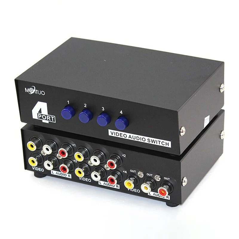 AV Switch 4x1 2x1 8x1 RCA Switcher 4 in 1 out Signa Composite Video L/R Stereo Audio Selector Box for PS2 DVD STB Game Consoles