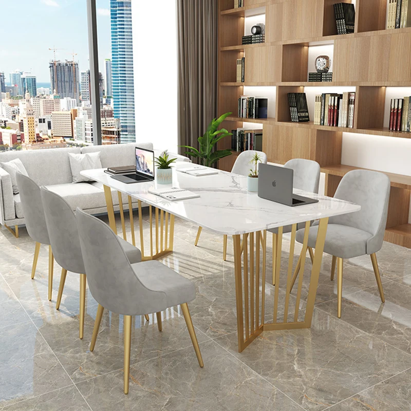 Marble Storage Dining Table Rectangle Living Room Accessories Stand Dining Table Gold Legs Coffee Juegos De Comedor Furnitures