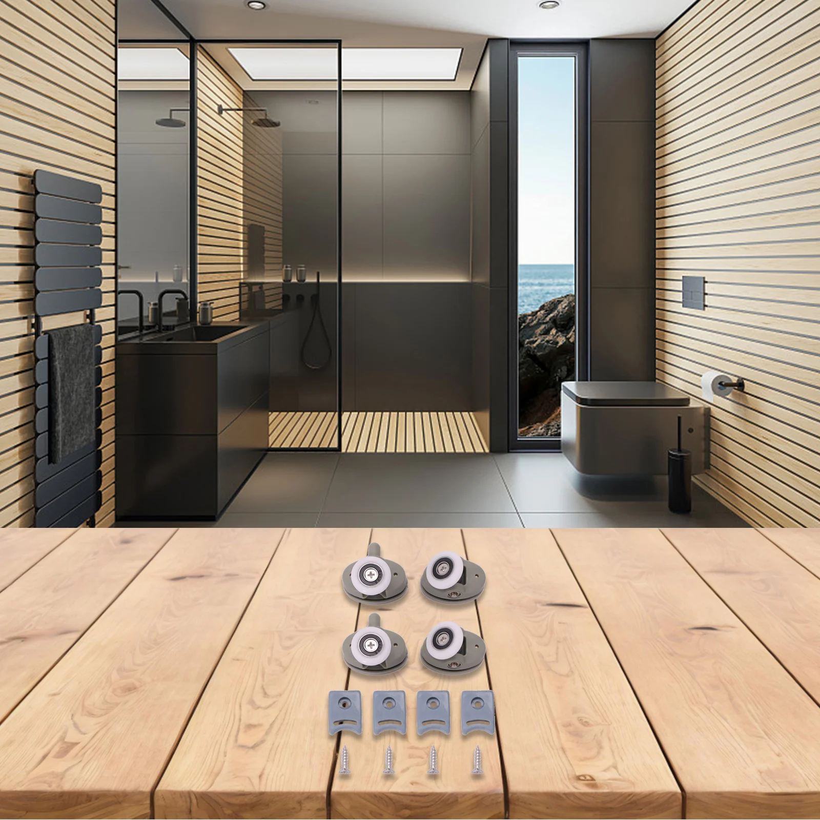 مجموعة بكرات تجديد الحمام متوافقة مع مجموعة الأسطوانة الكاملة الزجاجية مقاس 4-6 مم من البلاستيك والنحاس