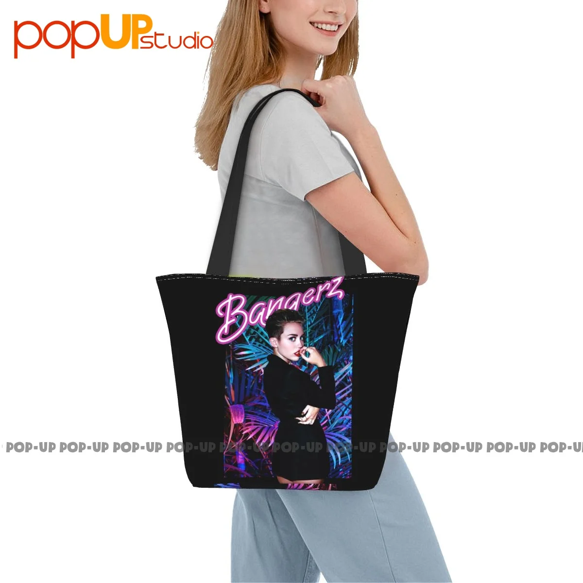 Miley Cyrus Bangerz Outdoor Handbags Lunch Bag Shopping Bag Large Capacity