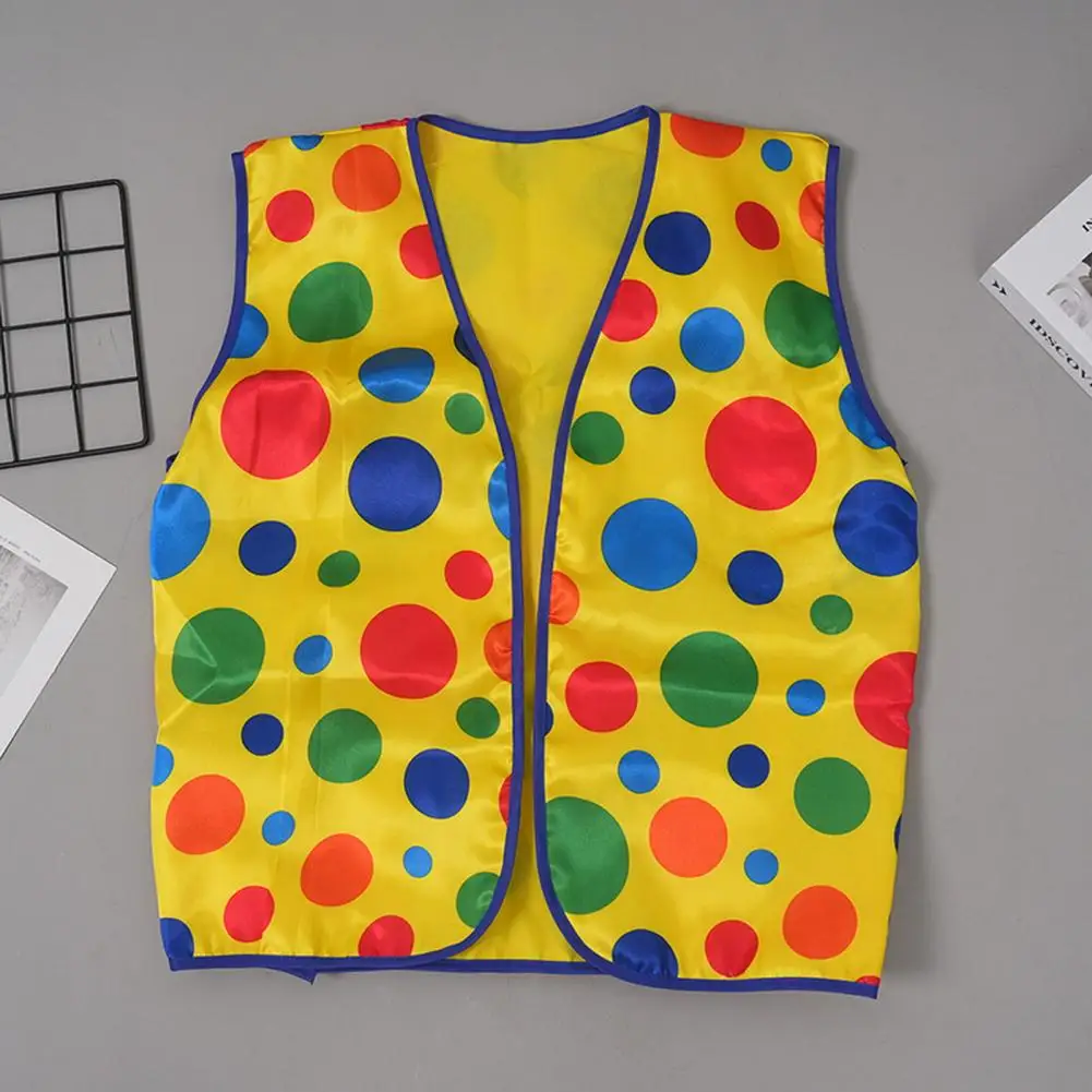 1Pc Clown Vest Costume Unisex Halloween Clown Costume Open Stitching Yellow Dot Print Clown Vest for Halloween Party Performance