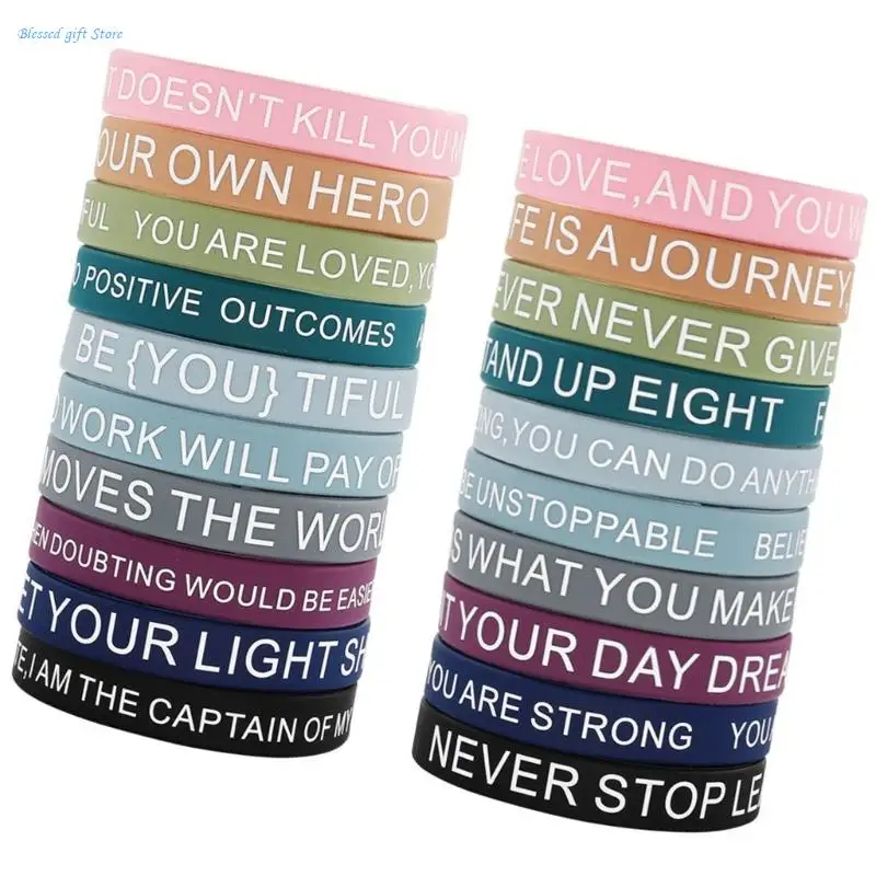 Lot 20 bracelets motivation en silicone inspirants pour enfants adultes