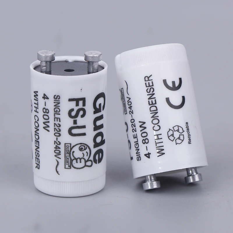 5 pçs/set Único 220V-250V 4-80W Lâmpada Fluorescente Starter FS-U S2 TL Tubo de Arranque Fusível Starters CE Rohs